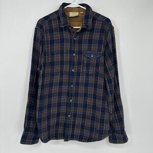 Jeremiah Men’s Large Blue Plaid Reversible Flannel Shirt 2-in-1 Button Up L